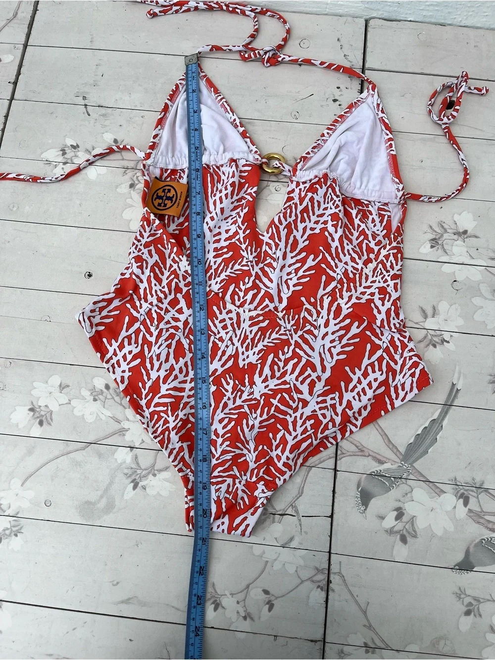 Tory Burch Red and White Coral-Print One-Piece Swimsuit